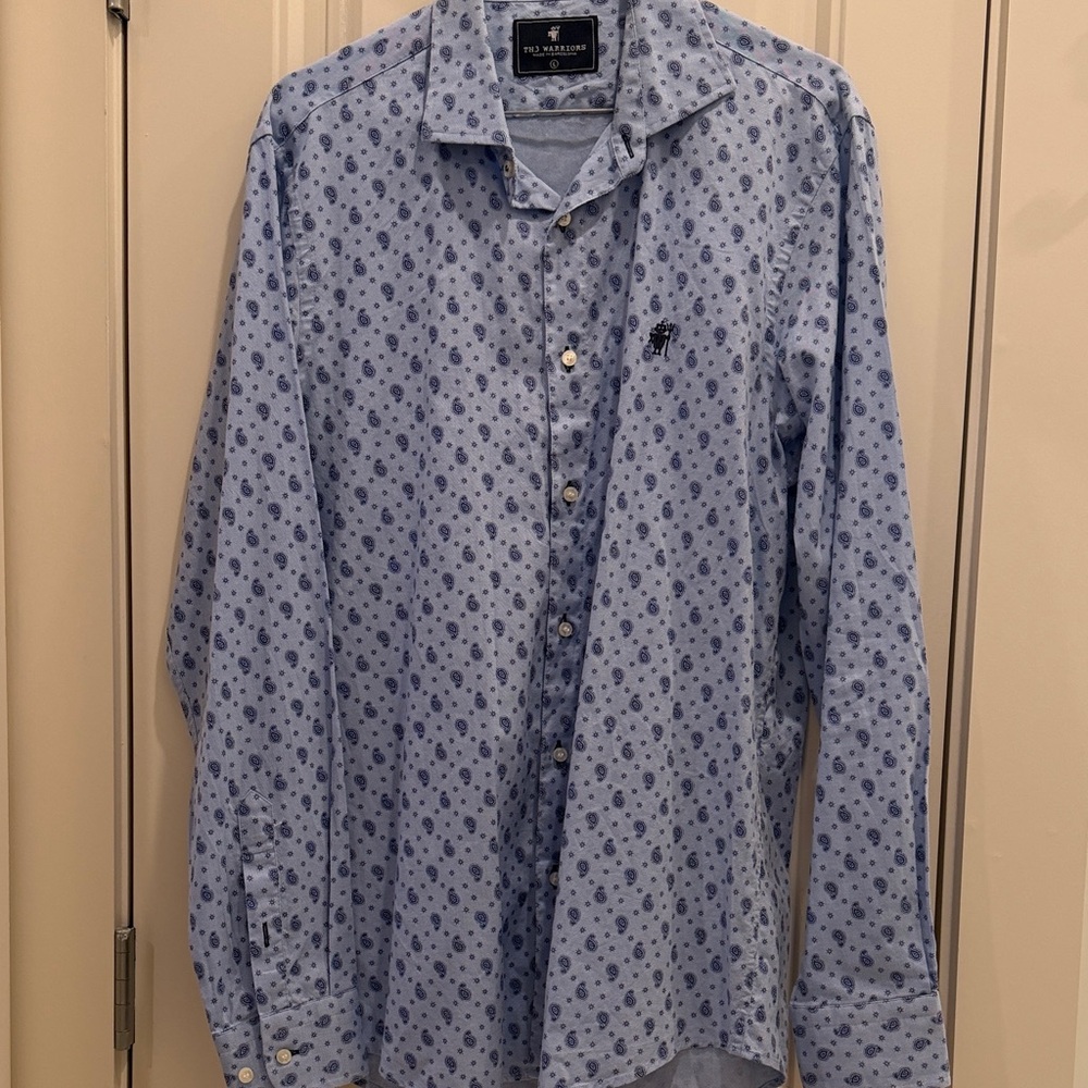 The Warriors Light Blue Paisley Print Button-Down Shirt